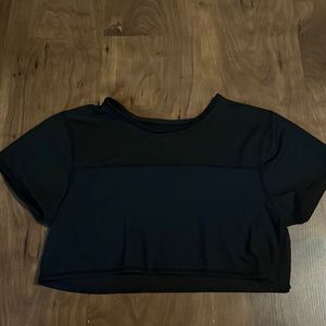 GIGO BLACK CROP TOP size small two sheer fabrics HOT